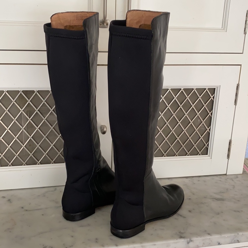 REAL LEATHER fabric backs beautiful to the knee half zip tall classic boots